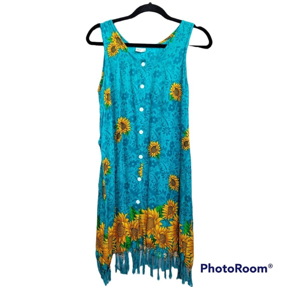 Vintage Floral Print Sun Dress Cover Up